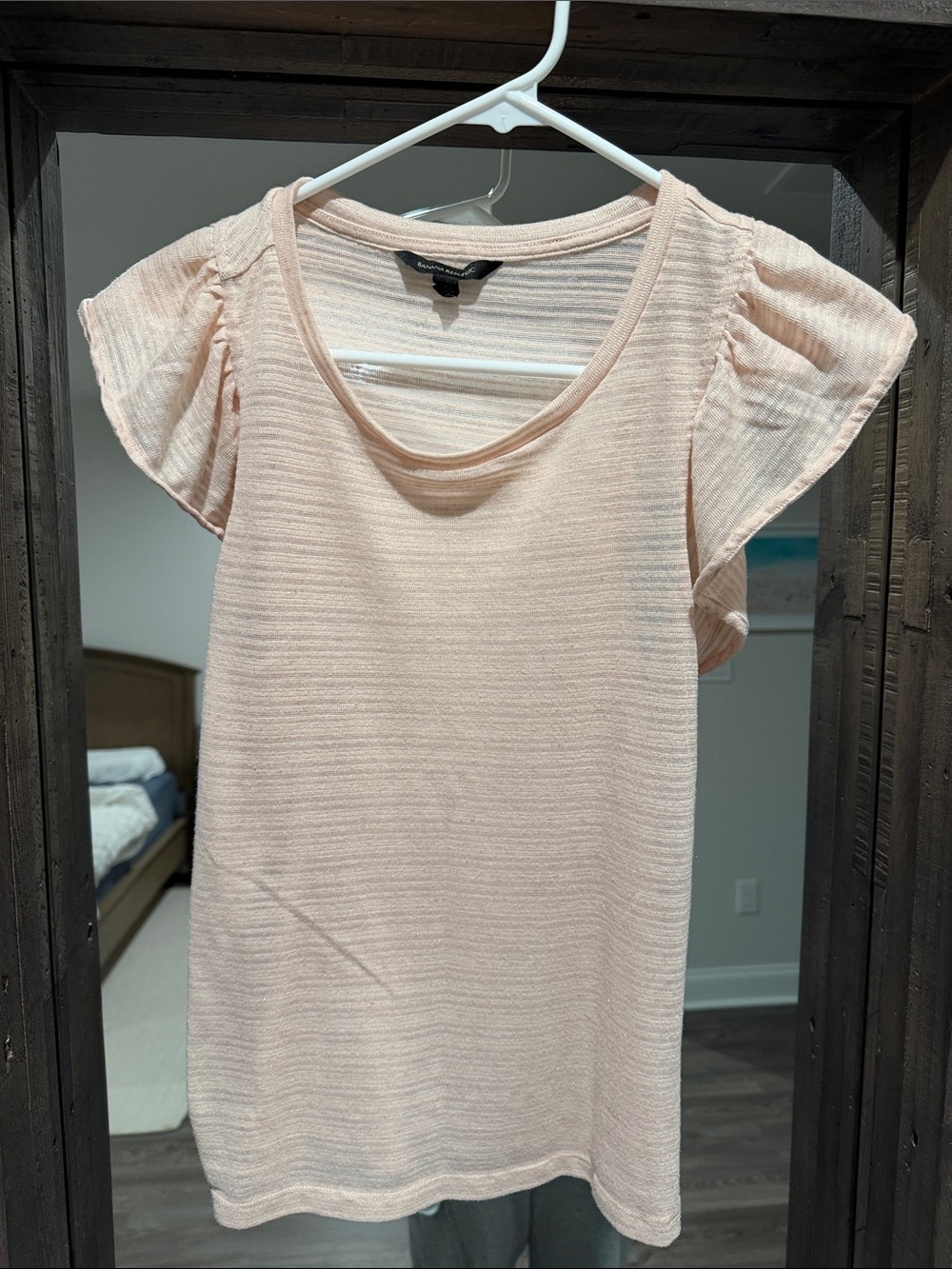 Rose gold Pink Flutter Sleeve Women's Top